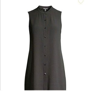 Eileen Fisher Black 100% Linen Tunic Dress Cardigan